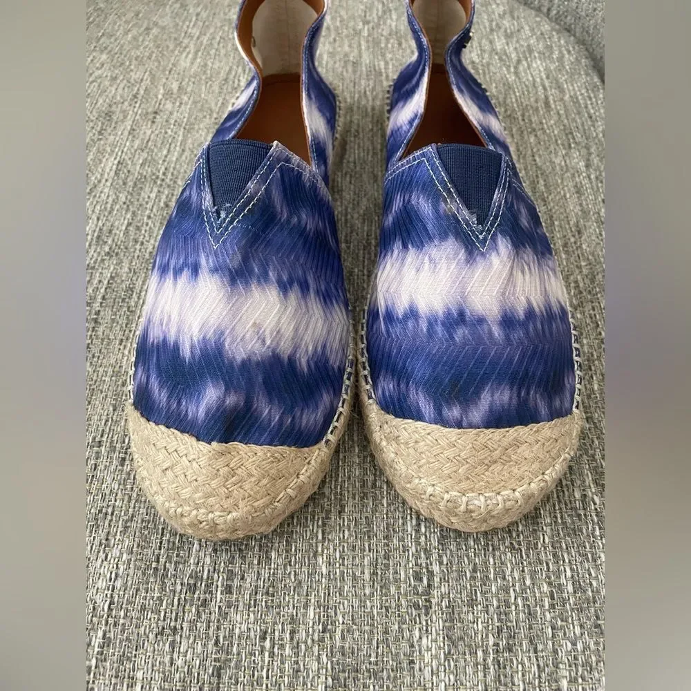 Santa Lolla Tie-Dye Espadrilles Shoes Slip On Blue White Woven Size 9